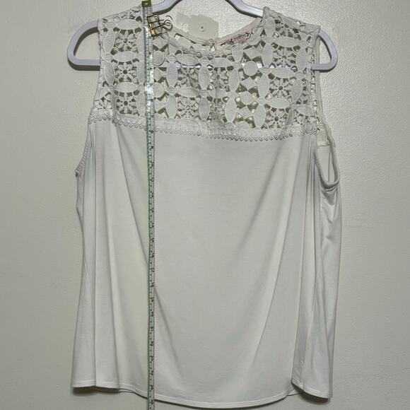 Nanette Lepore Ivory Crocheted Lace Sleeveless Top Size 1X - Picture 3 of 10